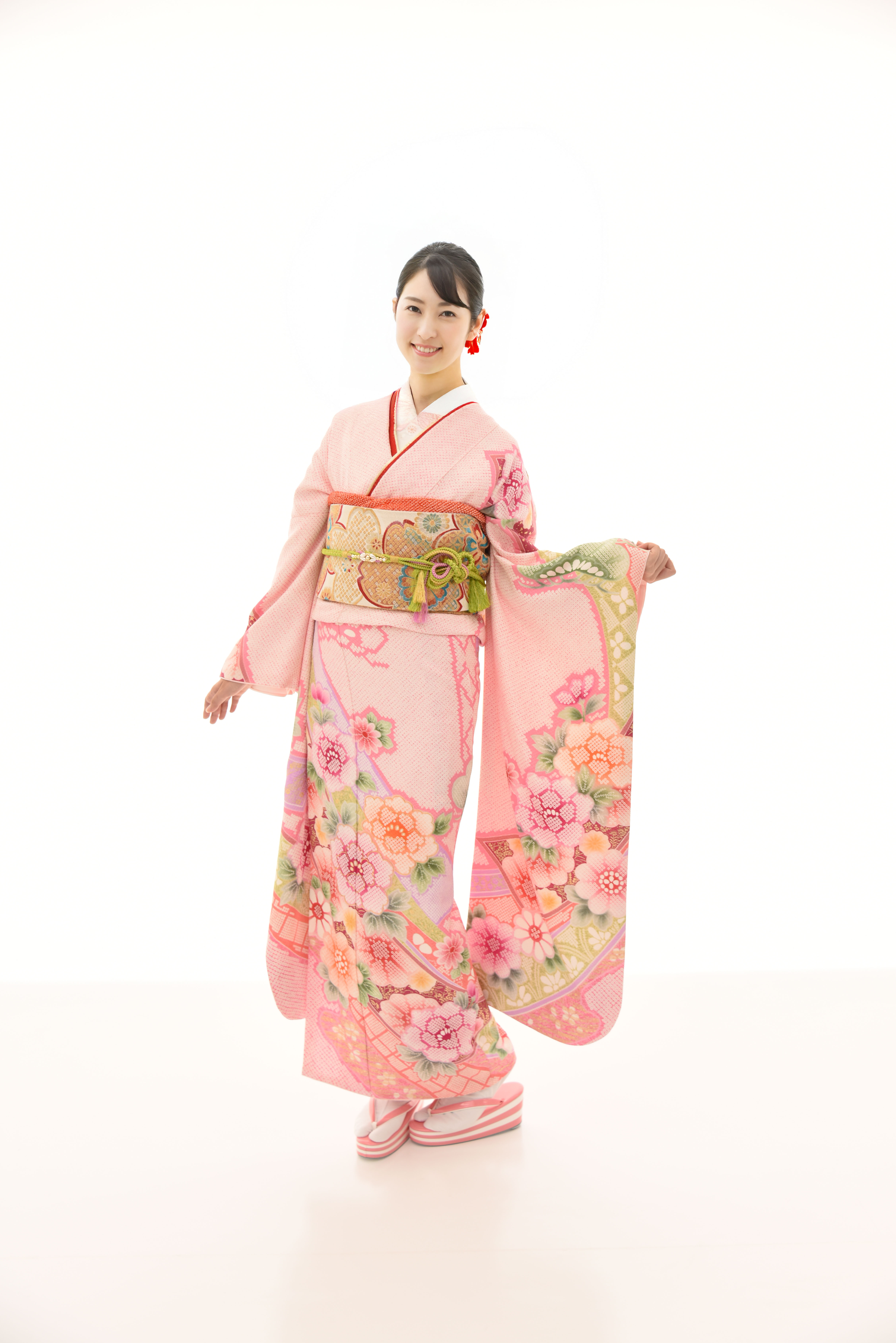 【振袖/着物/通販レンタル】レトロモダン　ピンクL